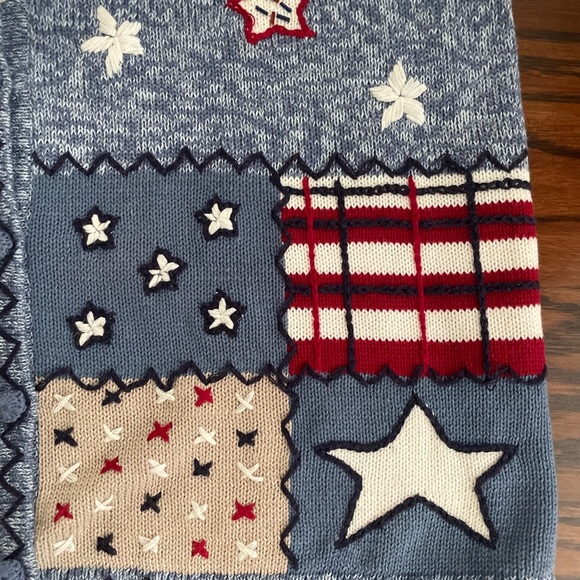 Bobbie Brooks Vintage Y2k Womens Size Large Blue Patriotic Flag Sweater Vest - Picture 7 of 11